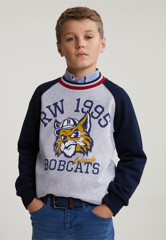 Fantasy Crew Neck Sweater Lt Heather Mix/Navy - Gris