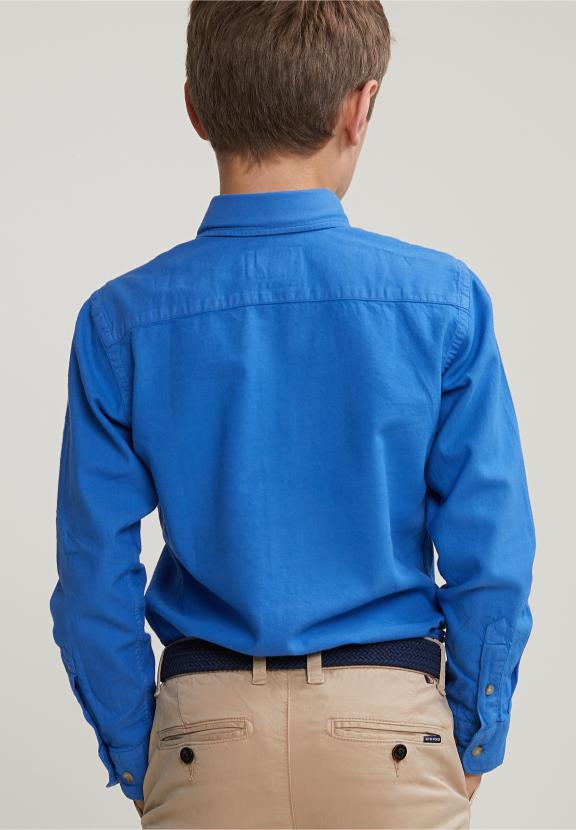 Custom Fit Cotton Shirt Crown Blue - Bleu