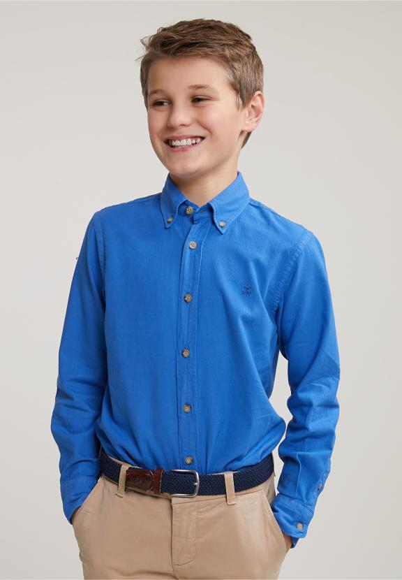 Custom Fit Cotton Shirt Crown Blue - Bleu