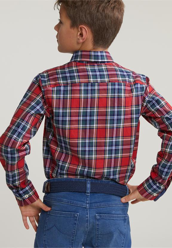 Slim Fit Checked Shirt Green/Red - Multi