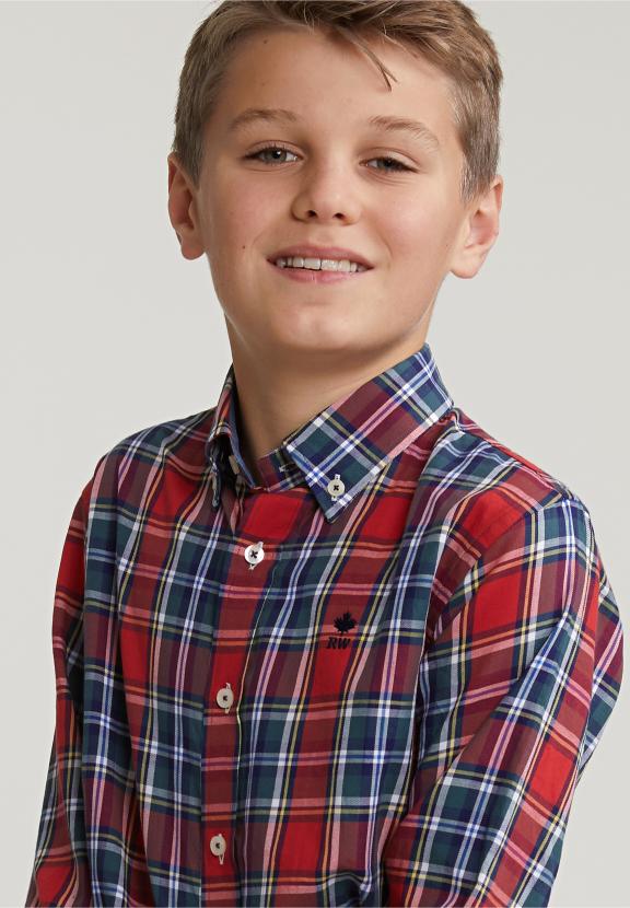 Slim Fit Checked Shirt Green/Red - Multi