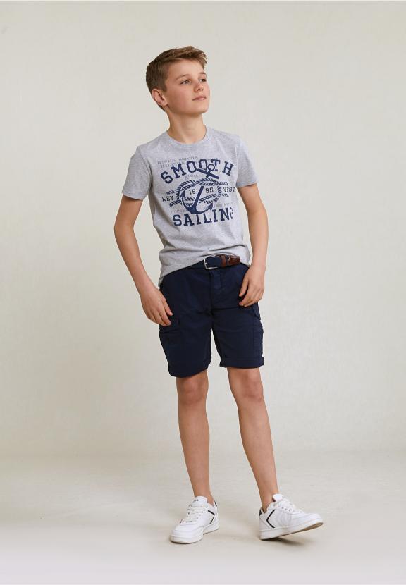 Normal Fit Basic T-Shirt Short Sleeves Oyster Mix - Gris