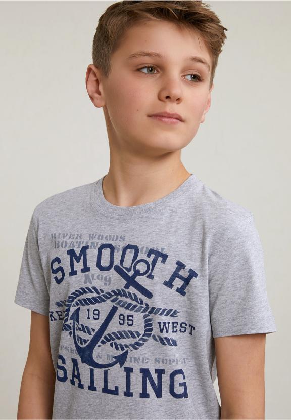 Normal Fit Basic T-Shirt Short Sleeves Oyster Mix - Gris