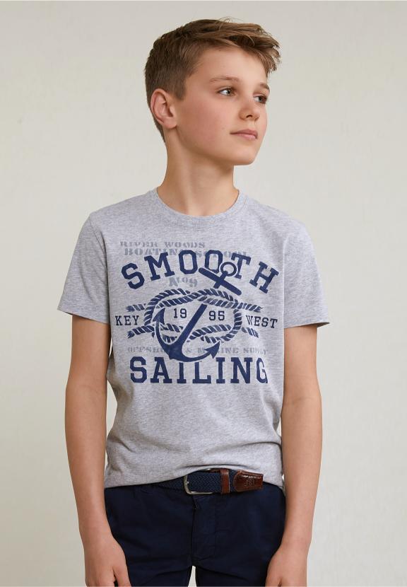 Normal Fit Basic T-Shirt Short Sleeves Oyster Mix - Gris