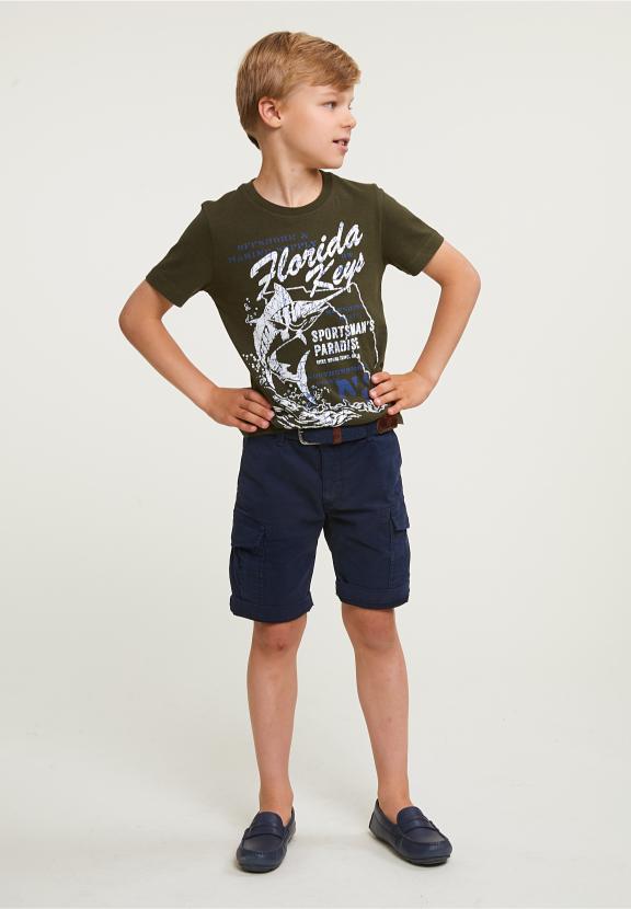 Normal Fit Basic T-Shirt Short Sleeves Forest Mix - Khaki