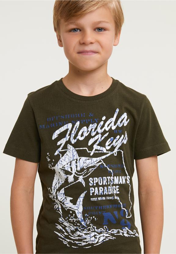 Normal Fit Basic T-Shirt Short Sleeves Forest Mix - Khaki