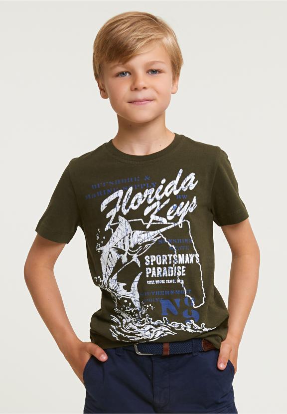 Normal Fit Basic T-Shirt Short Sleeves Forest Mix - Khaki