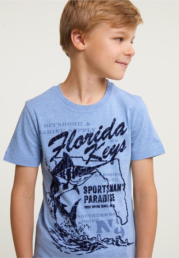 Normal Fit Basic T-Shirt Short Sleeves Seashore Mix - Bleu