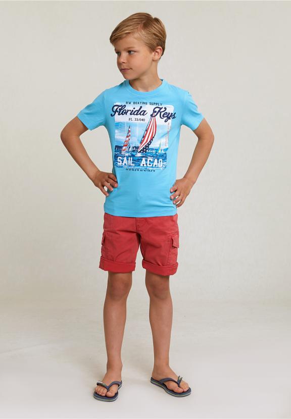 Normal Fit Basic T-Shirt Short Sleeves Acqua - Bleu