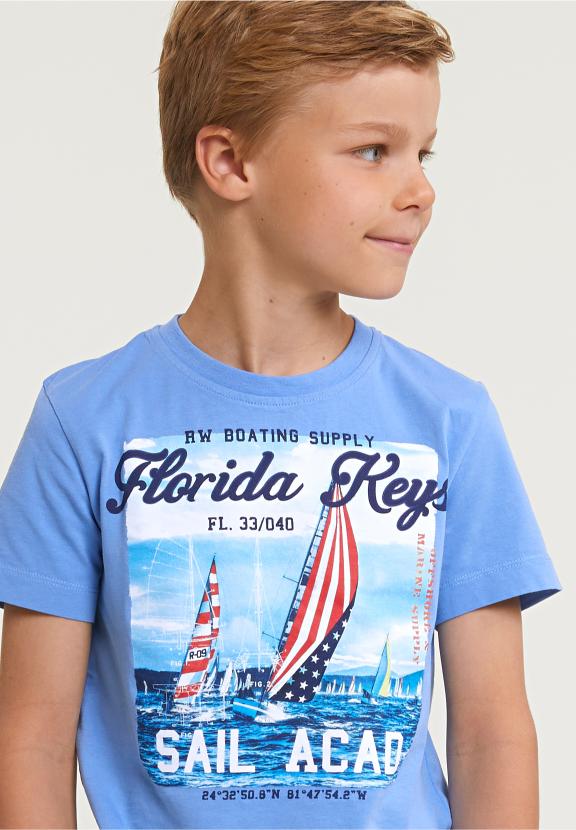 Normal Fit Basic T-Shirt Short Sleeves Sky - Bleu