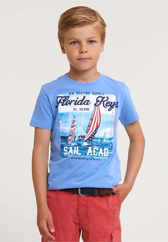 Normal Fit Basic T-Shirt Short Sleeves Sky - Bleu