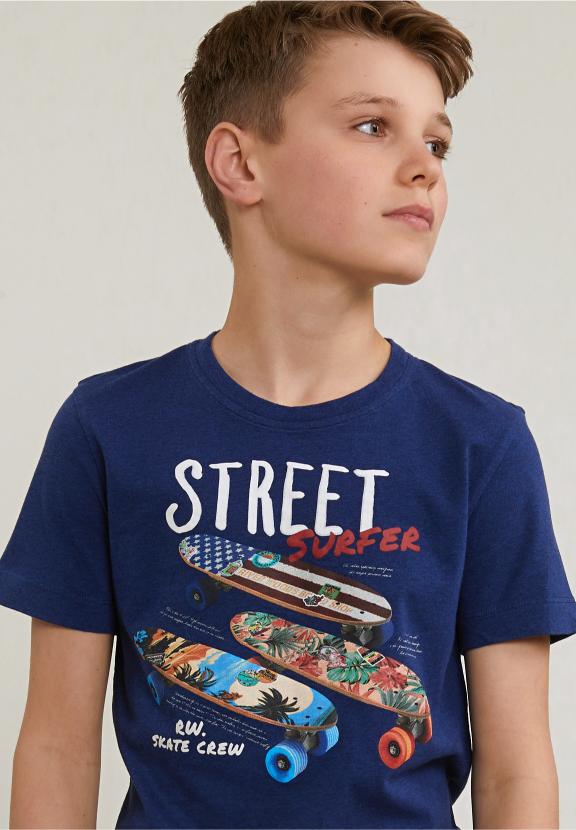 Normal Fit Basic T-Shirt Short Sleeves Saphire Mix - Bleu