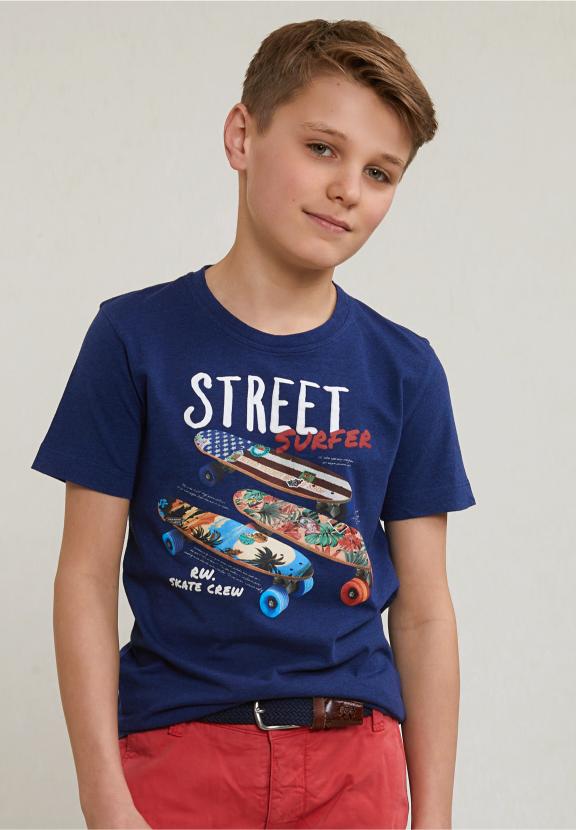 Normal Fit Basic T-Shirt Short Sleeves Saphire Mix - Bleu