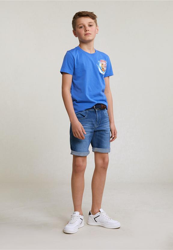 Normal Fit Basic T-Shirt Short Sleeves Evening Blue - Bleu