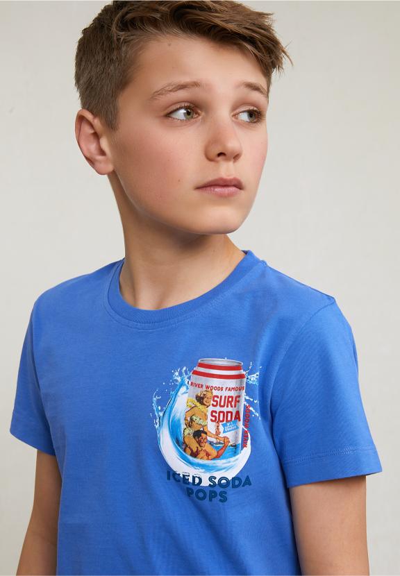 Normal Fit Basic T-Shirt Short Sleeves Evening Blue - Bleu