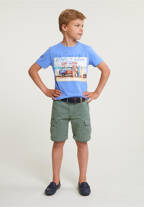 Normal Fit Basic T-Shirt Short Sleeves Carribean Blue - Bleu