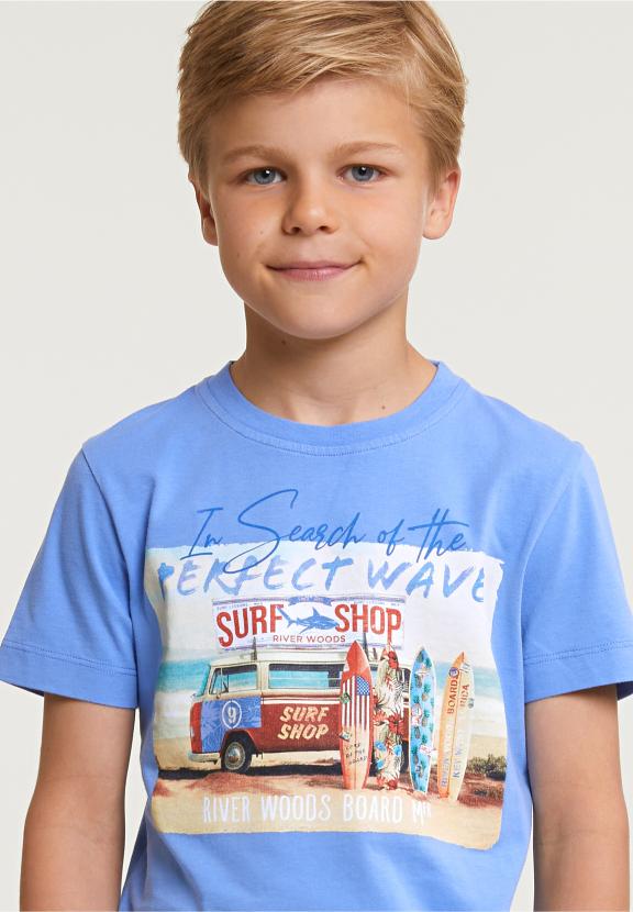 Normal Fit Basic T-Shirt Short Sleeves Carribean Blue - Bleu