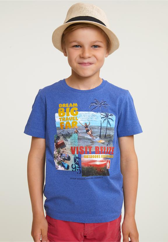 Normal Fit Basic T-Shirt Short Sleeves Hamptons Blue Mix - Bleu