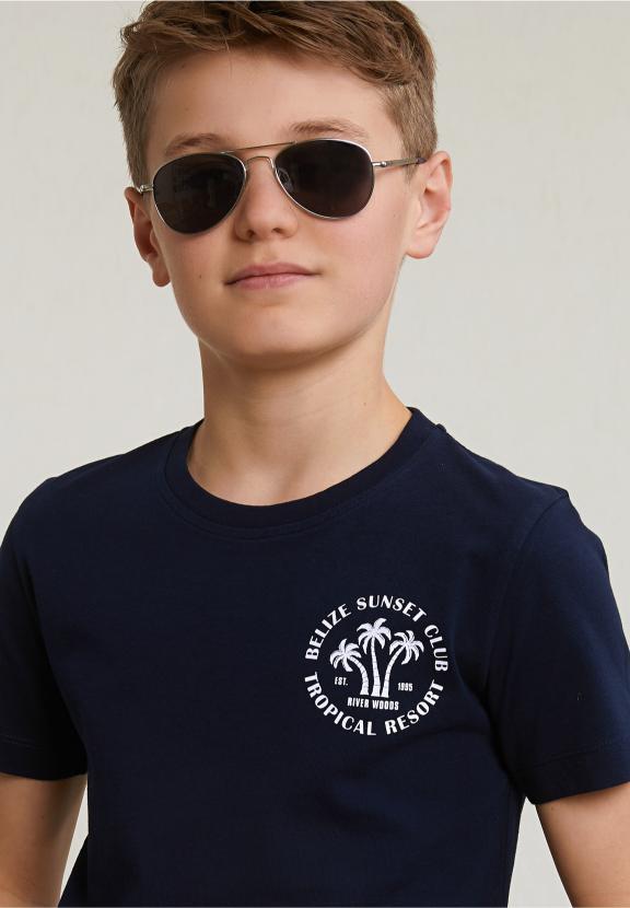 Normal Fit Basic T-Shirt Short Sleeves Navy - Bleu