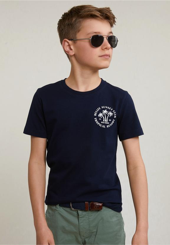 Normal Fit Basic T-Shirt Short Sleeves Navy - Bleu