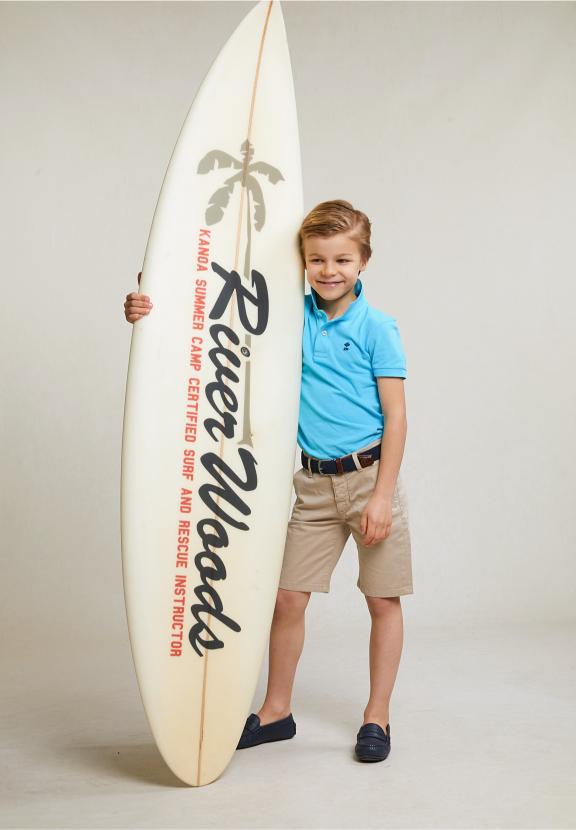 Custom Fit Cotton Basic Stretch Polo Acqua - Bleu