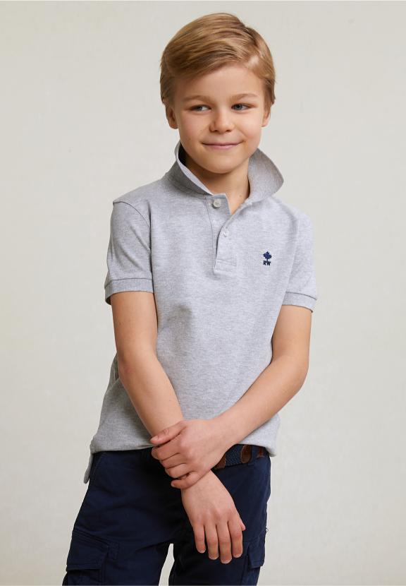 Custom Fit Cotton Basic Stretch Polo Oyster Mix - Gris