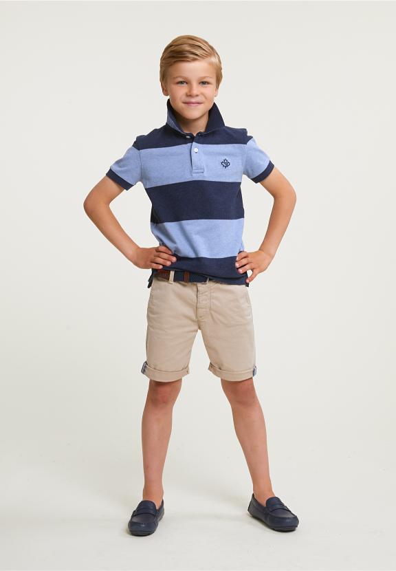 Custom Fit Striped Stretch Polo Night Blue Mix/Seashore Mix - Bleu