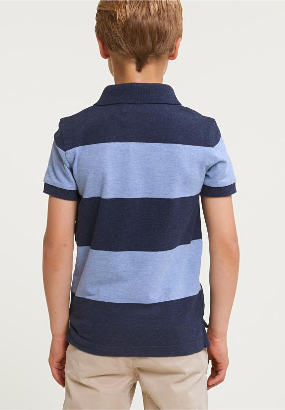 Custom Fit Striped Stretch Polo Night Blue Mix/Seashore Mix - Bleu