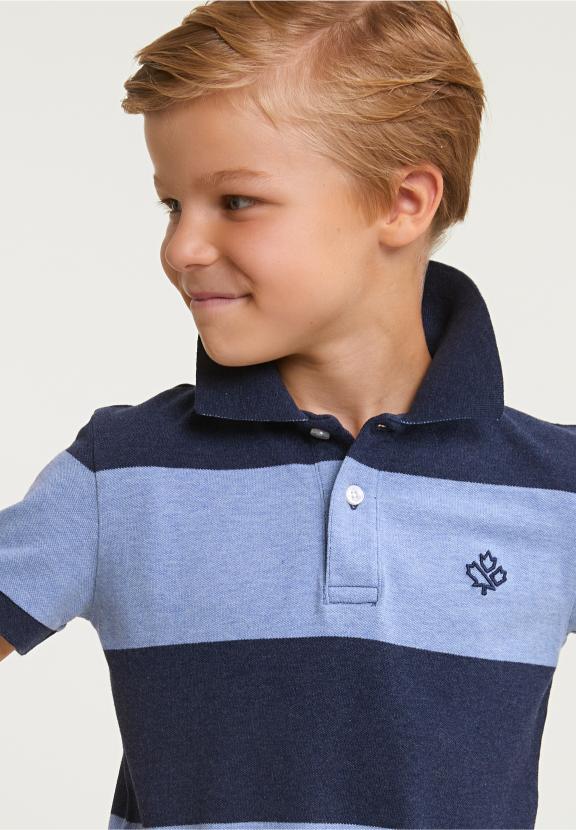 Custom Fit Striped Stretch Polo Night Blue Mix/Seashore Mix - Bleu