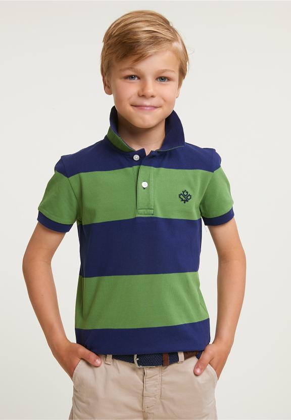Custom Fit Striped Stretch Polo Royal Blue/Belize Green - Bleu