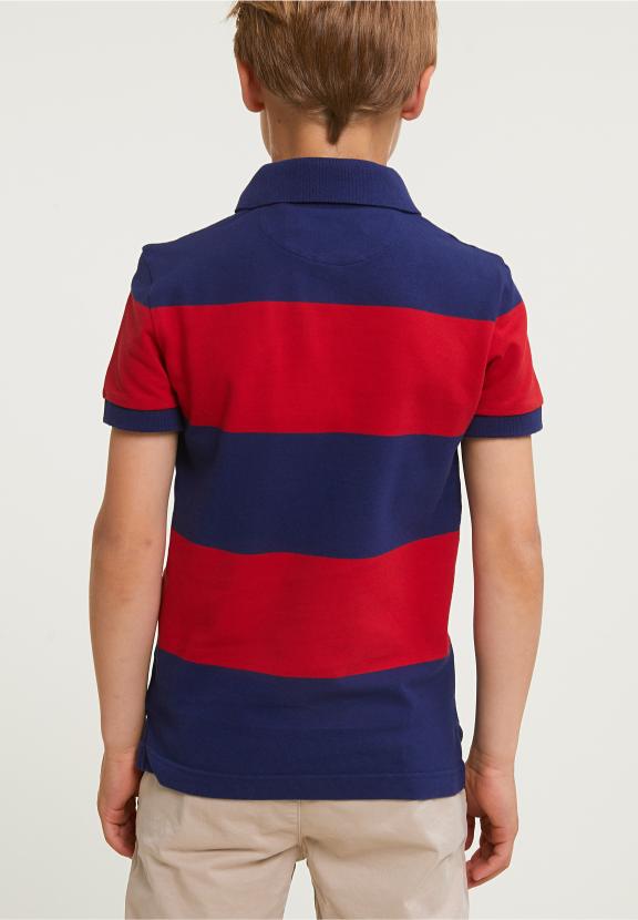 Custom Fit Striped Stretch Polo Royal Blue/Harvard Red - Bleu