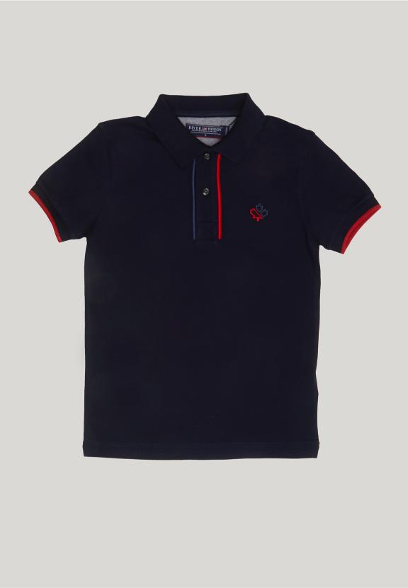Custom Fit Sporty Stretch Polo Navy - Bleu