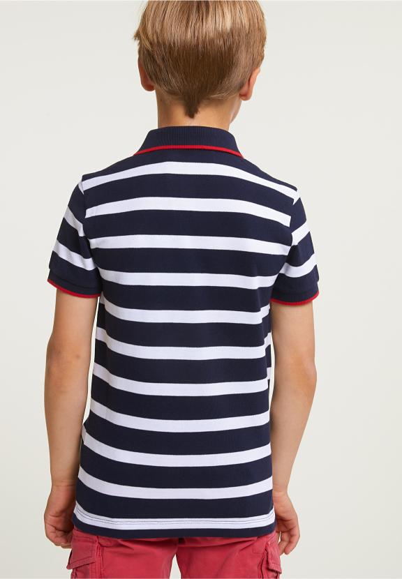 Custom Fit Sporty Striped Polo Navy - Bleu