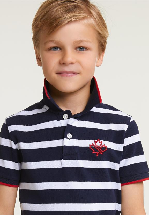Custom Fit Sporty Striped Polo Navy - Bleu
