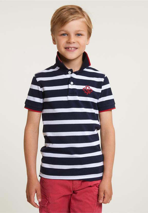 Custom Fit Sporty Striped Polo Navy - Bleu