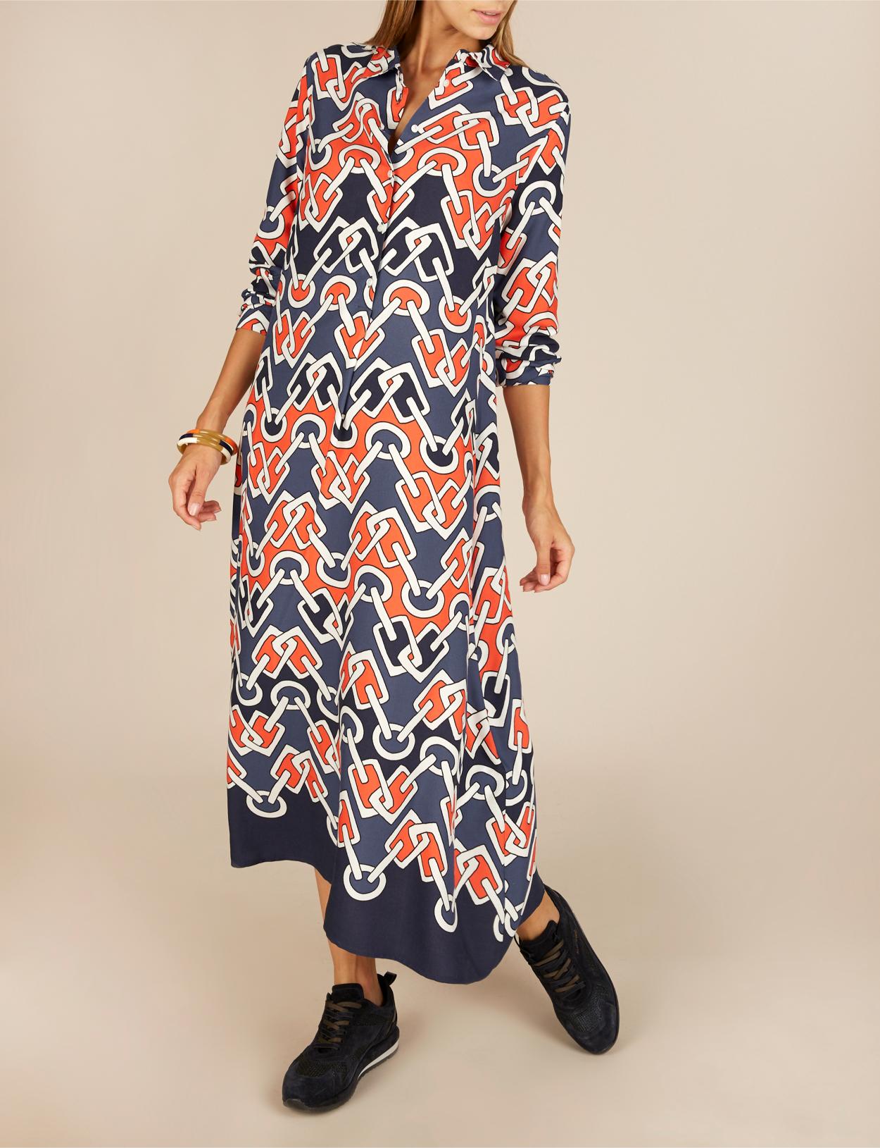 Long Viscose Dress In Multi - Multi
