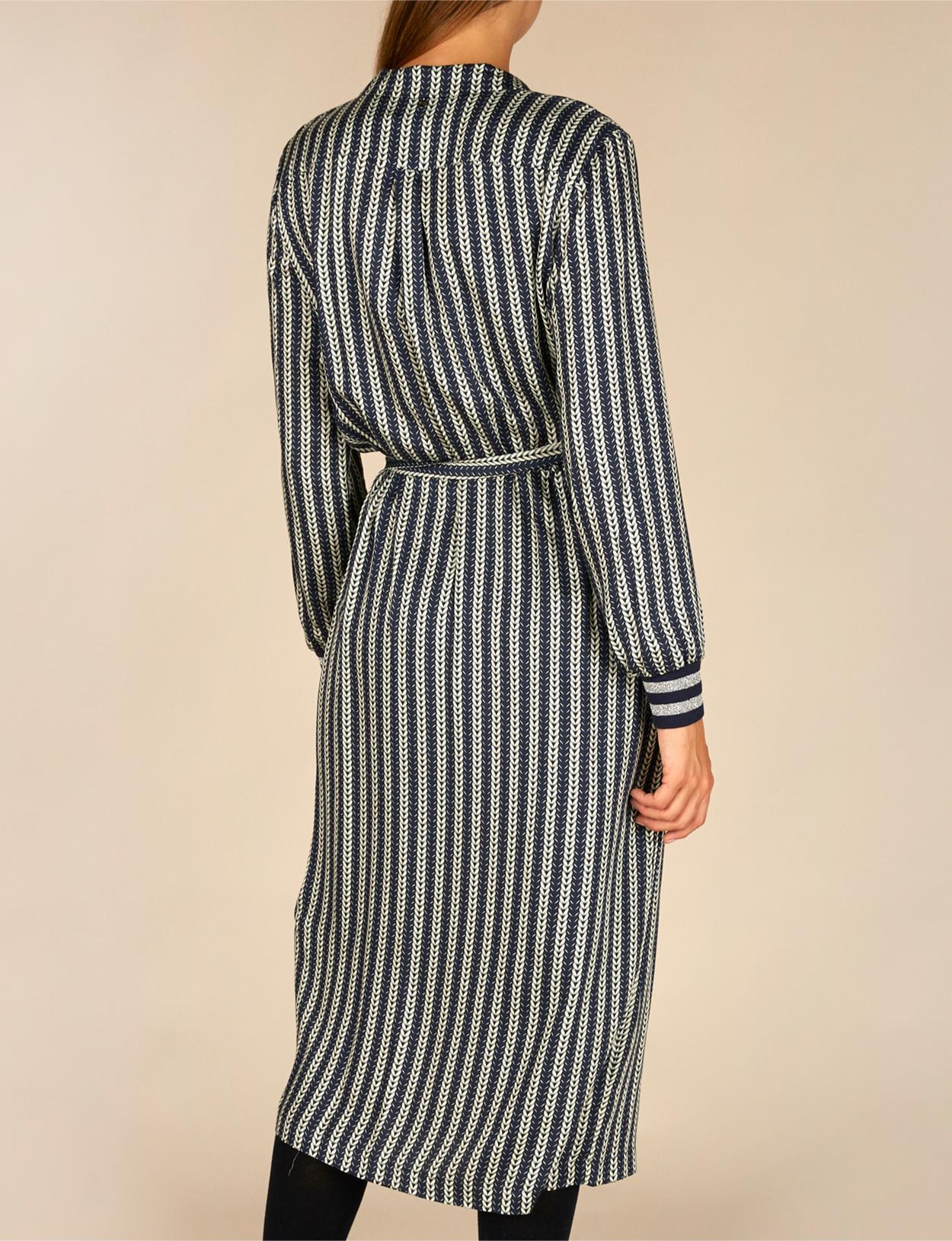 Viscose Dress With Belt In Blue - Bleu
