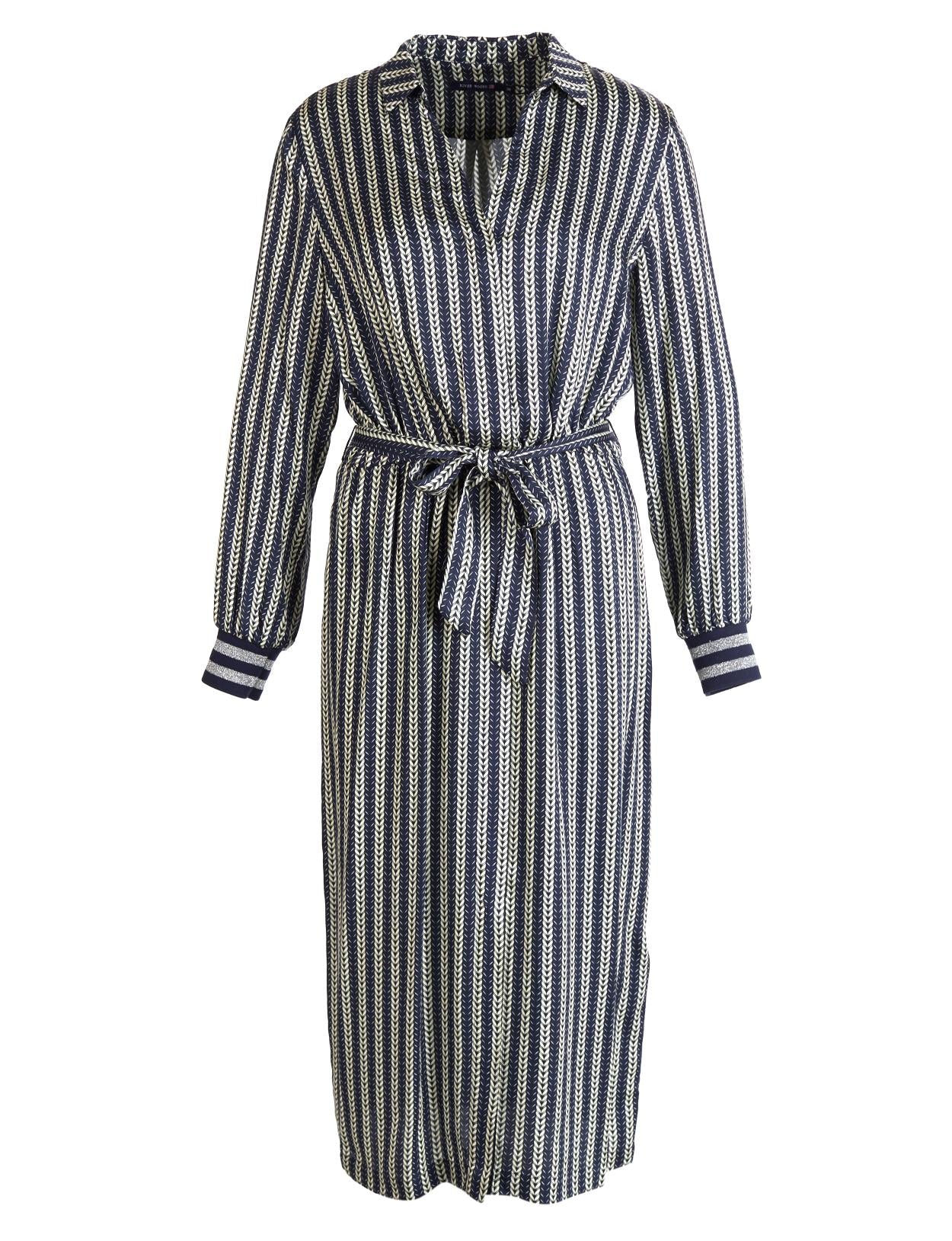 Viscose Dress With Belt In Blue - Bleu
