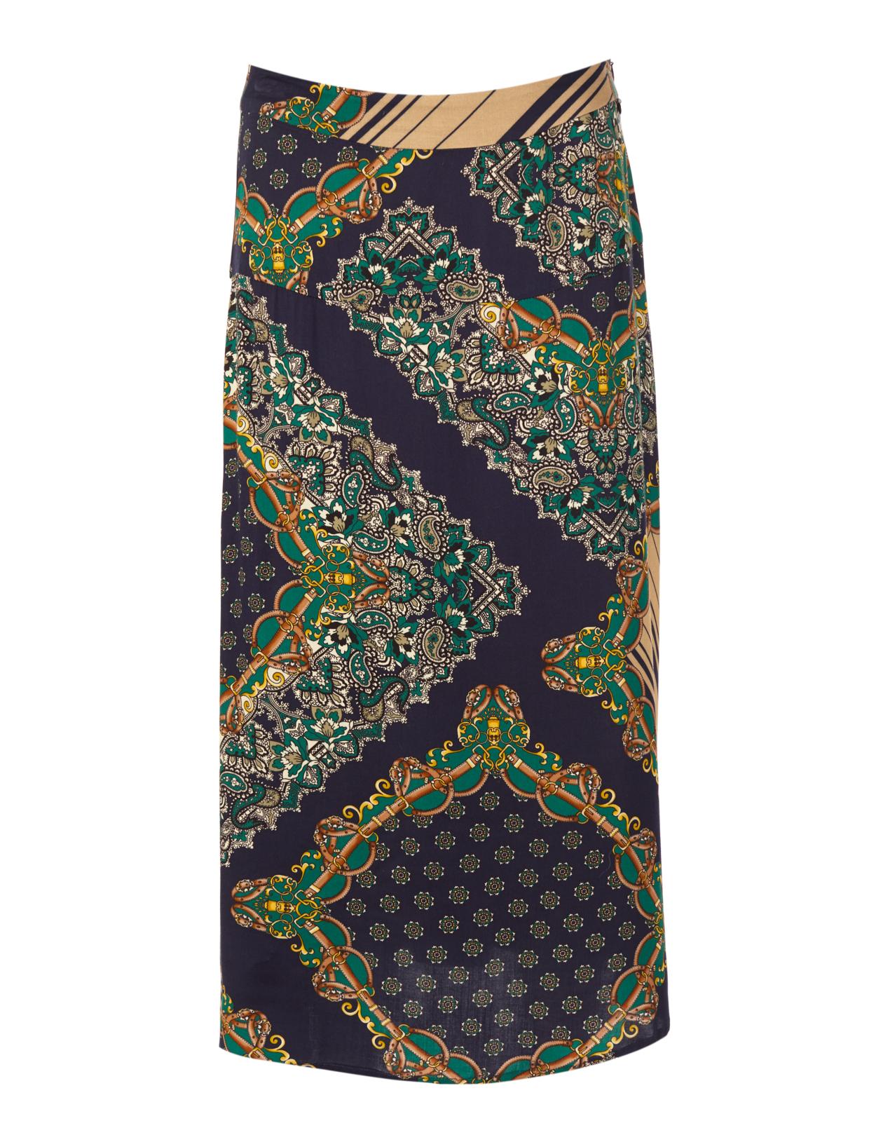 Viscose Midi Skirt In Blue - Bleu