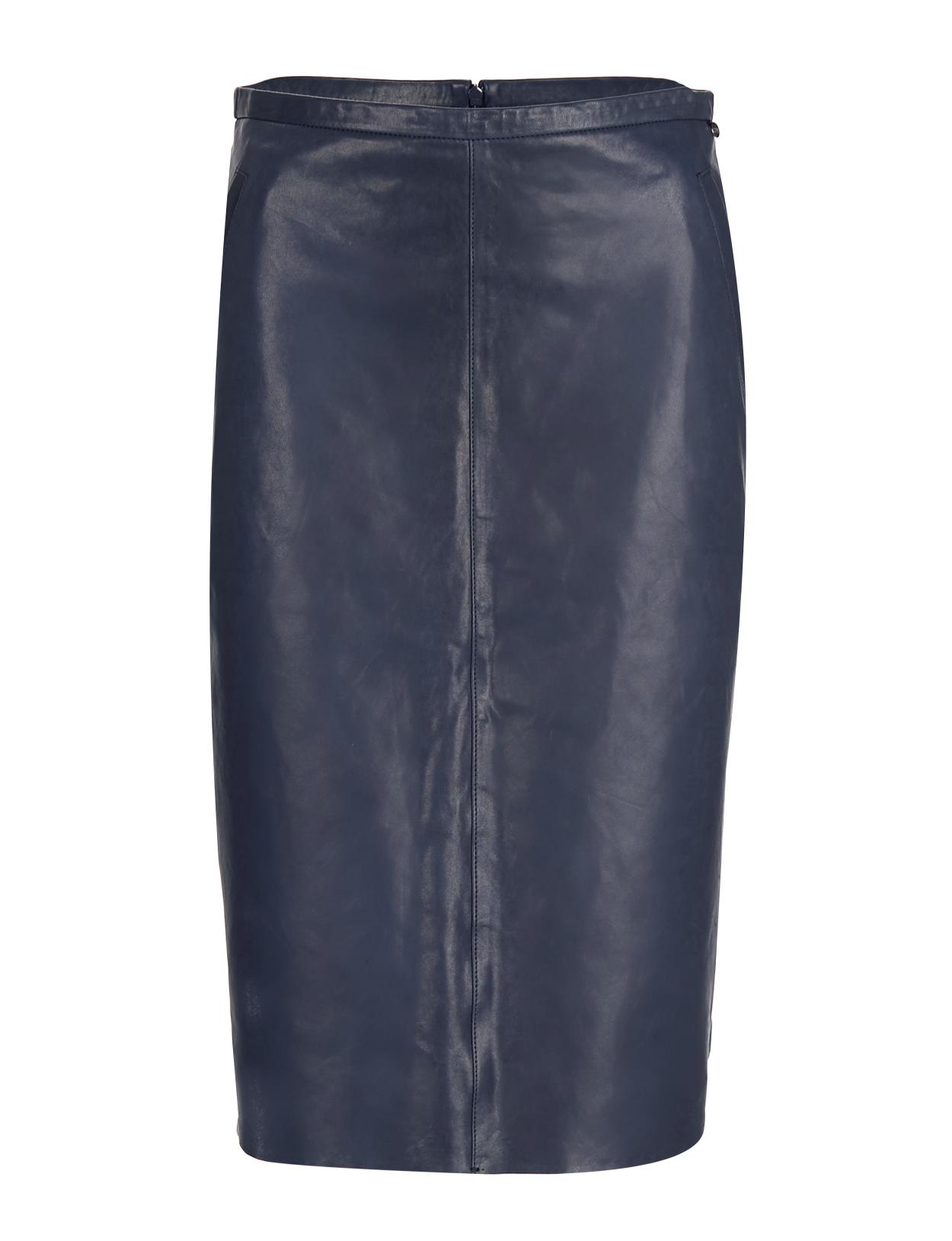 Blue Leather Skirt In Blue - Bleu