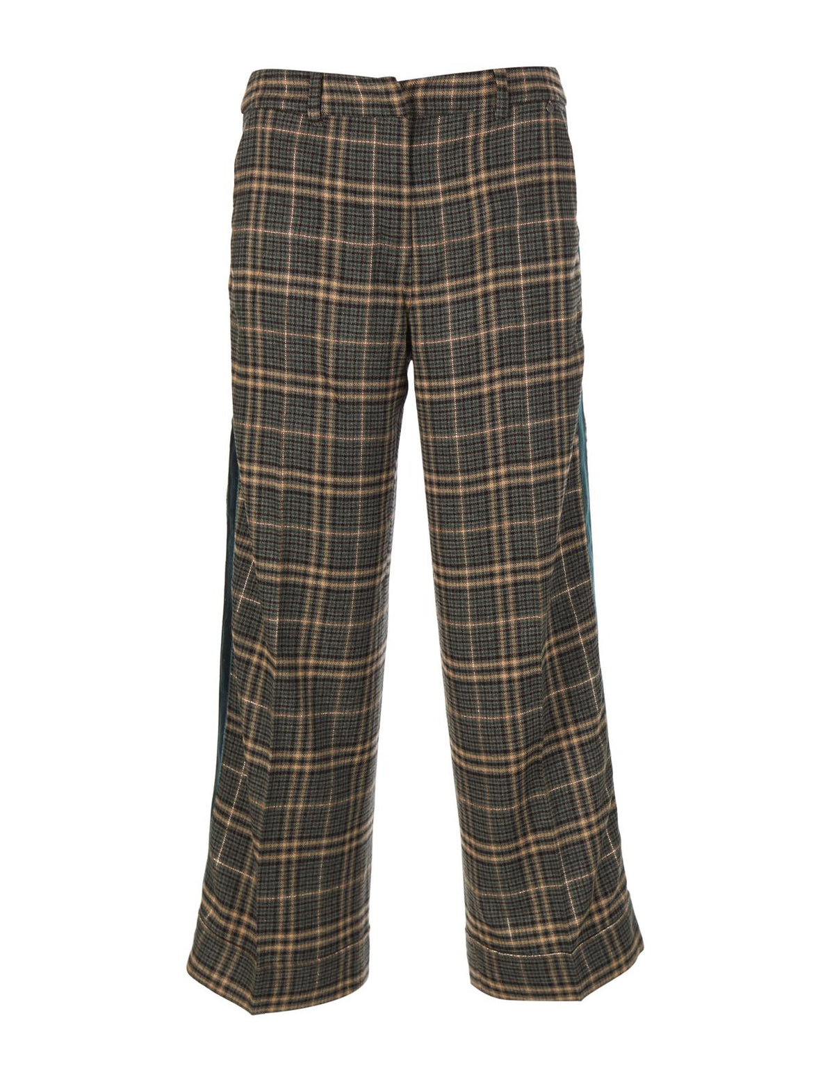 Wide Checkered Pants In Green - Vert