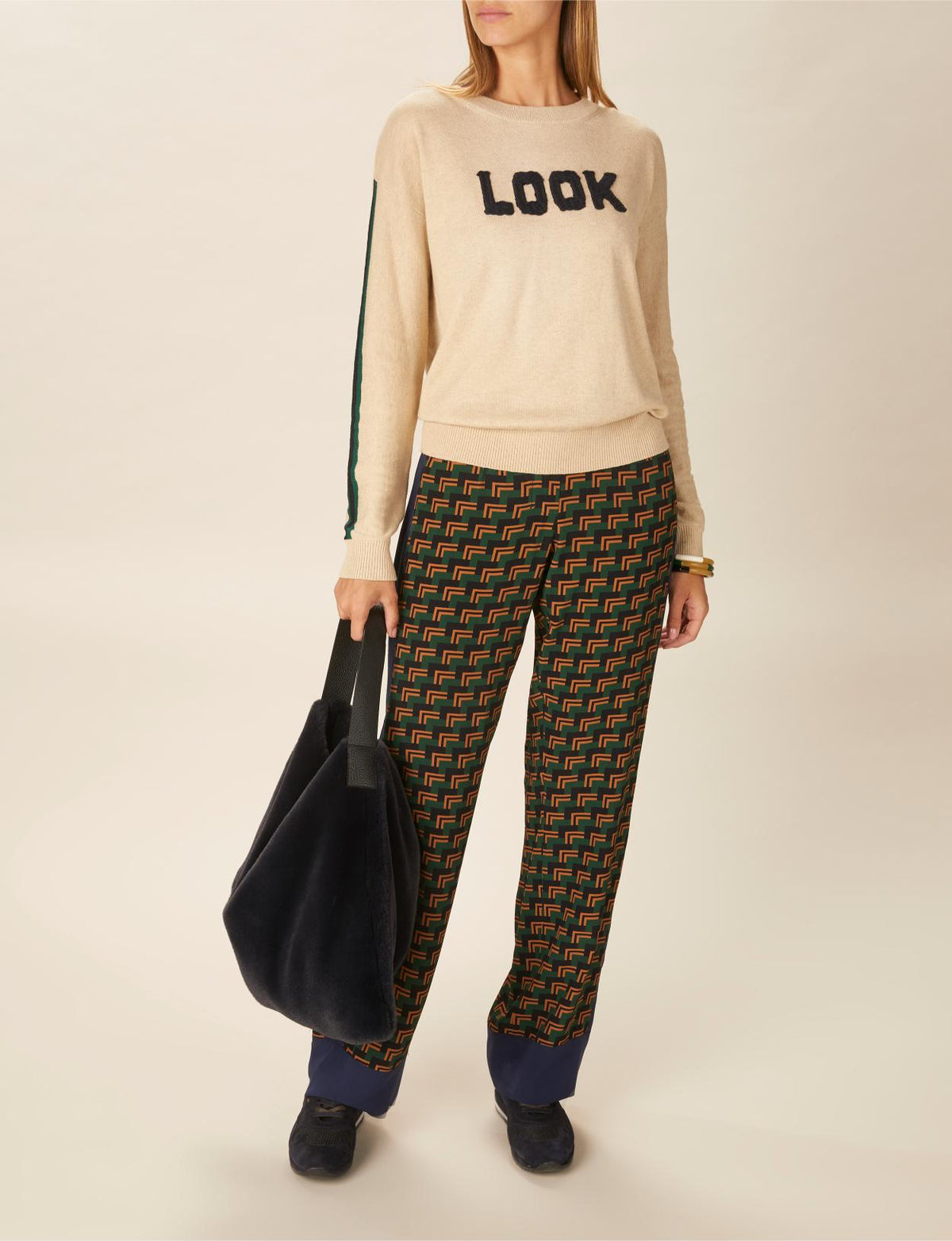 Straight Viscose Pants In Green - Vert