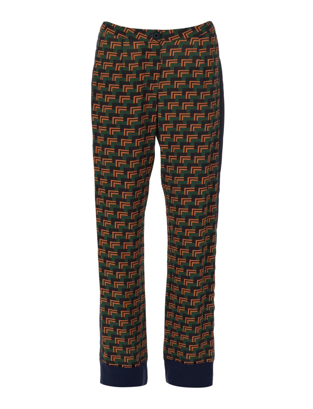 Straight Viscose Pants In Green - Vert