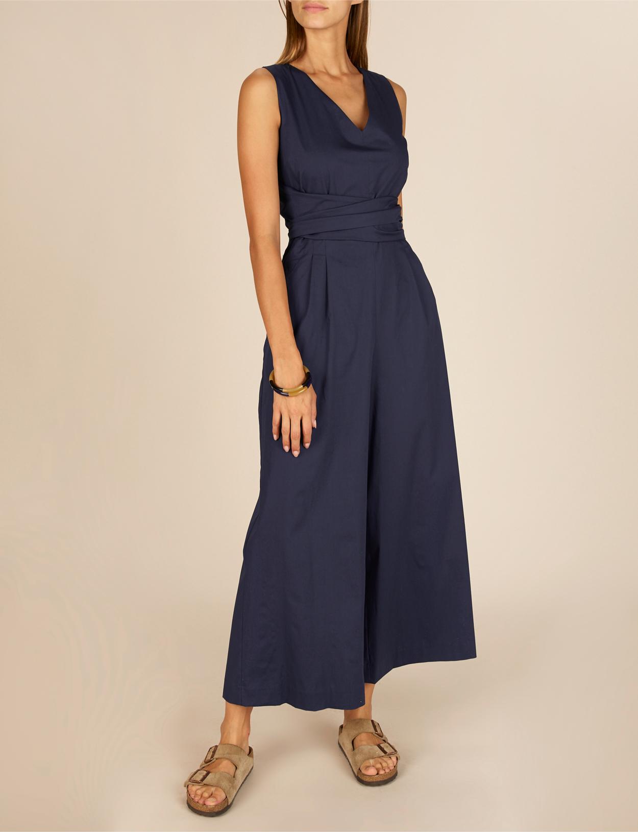 Cotton Jumpsuit In Blue - Bleu