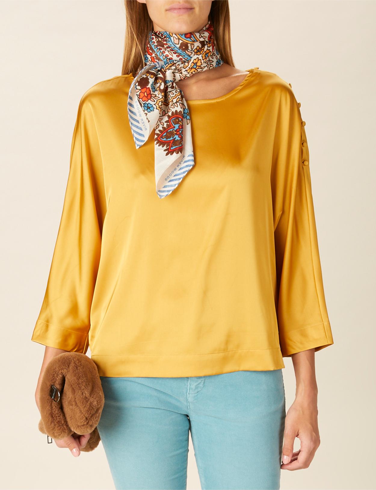 Boat Neck Popover Shirt In Yellow - Jaune