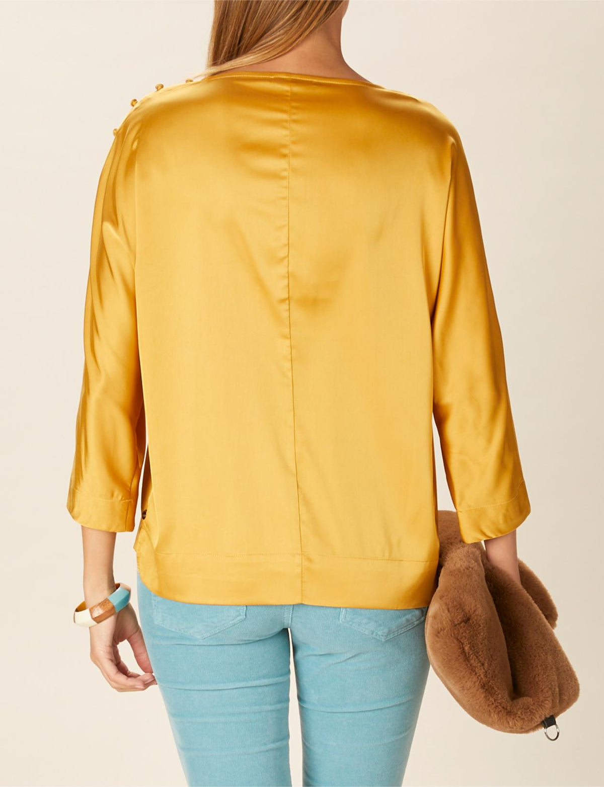 Boat Neck Popover Shirt In Yellow - Jaune