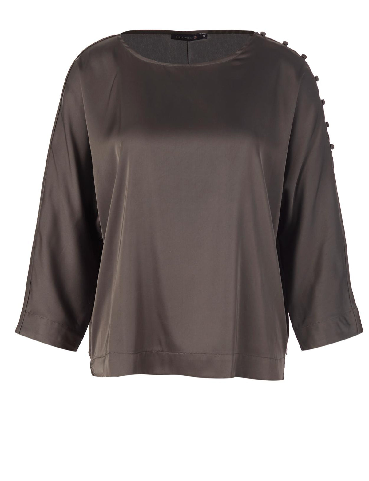 Boat Neck Popover Shirt In Grey - Gris