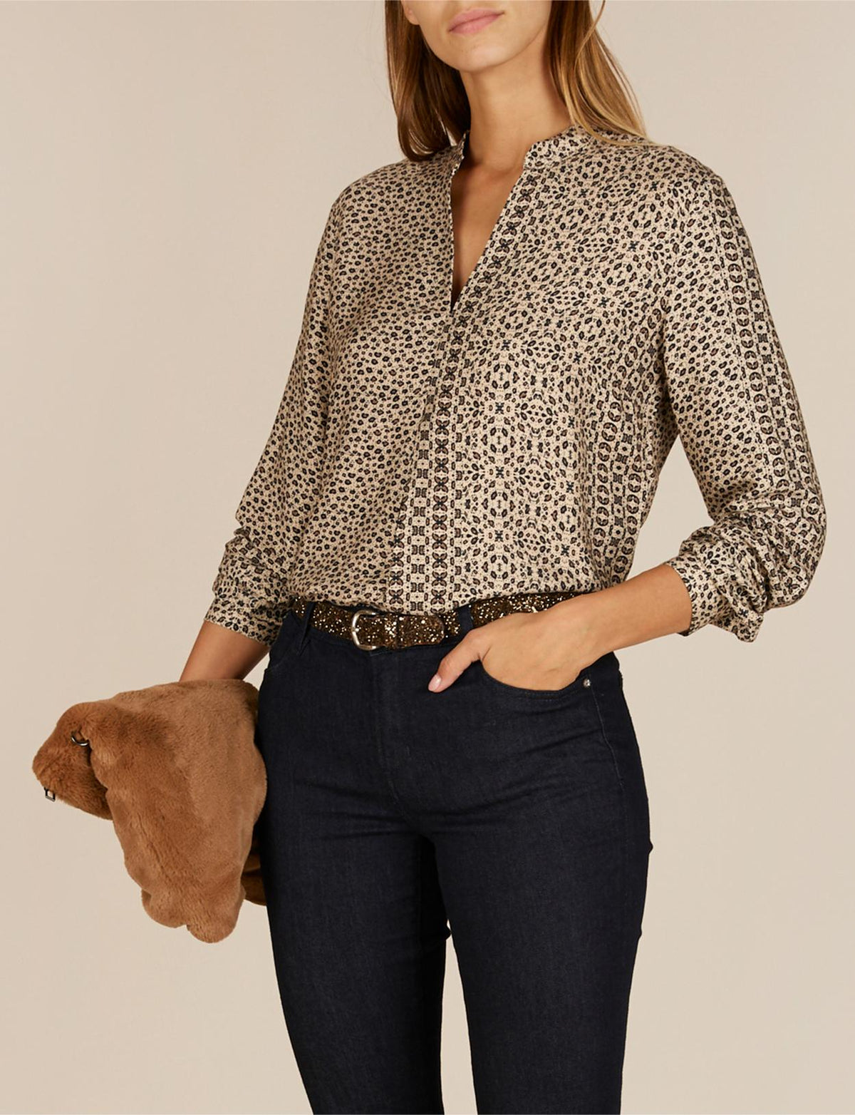 Long Viscose Shirt In Pink - Rose