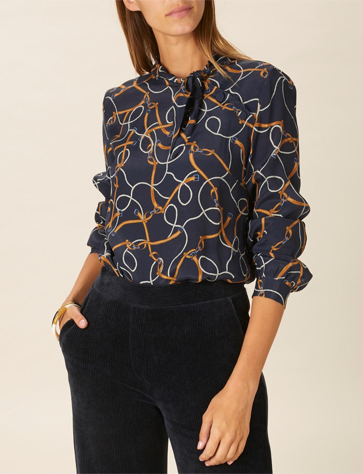 Chemisier en viscose bleu - W