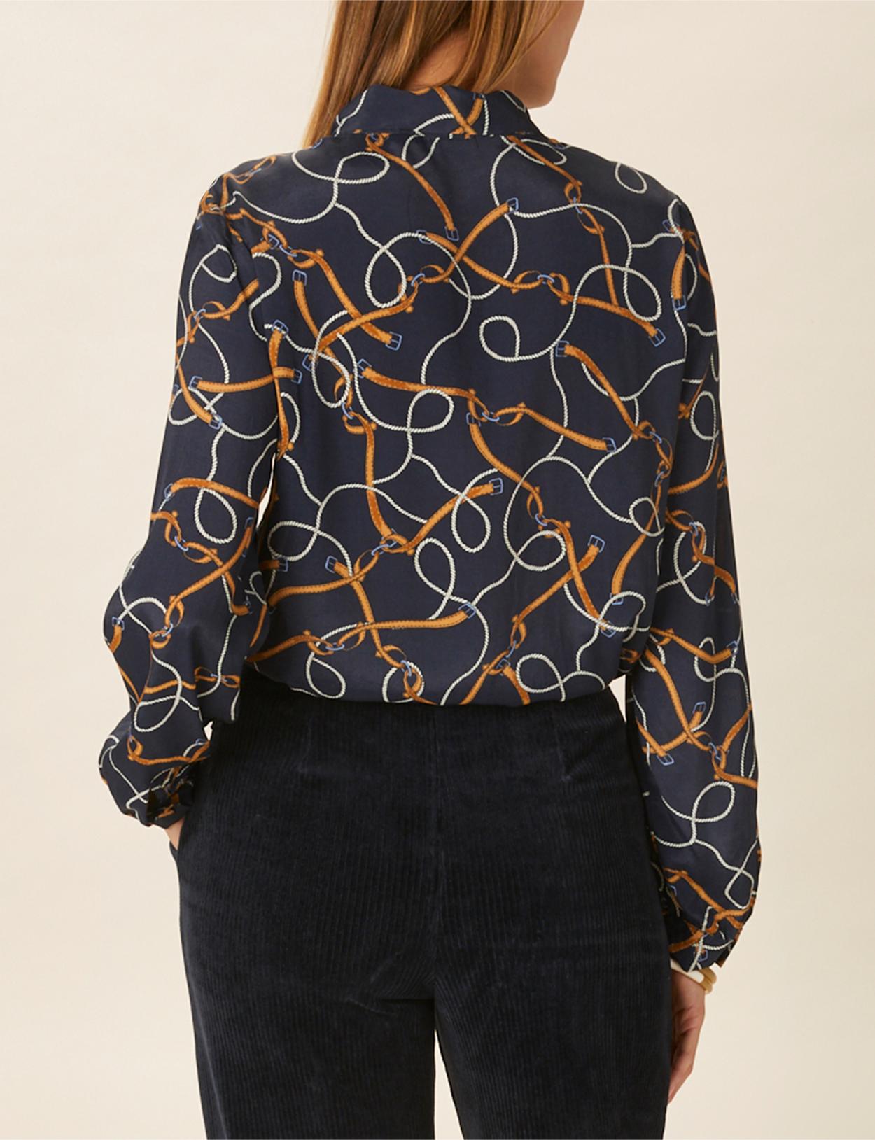 Viscose Scarf Shirt In Blue - Bleu
